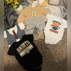 5 Piece for Him Cozy Kids Winnie the Pooh Joggers Set w Bear Feet+3 Onesies 3-6M